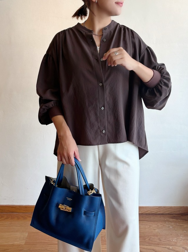 Dignite collier / ストレッチジョーゼットバックギャザーブラウス