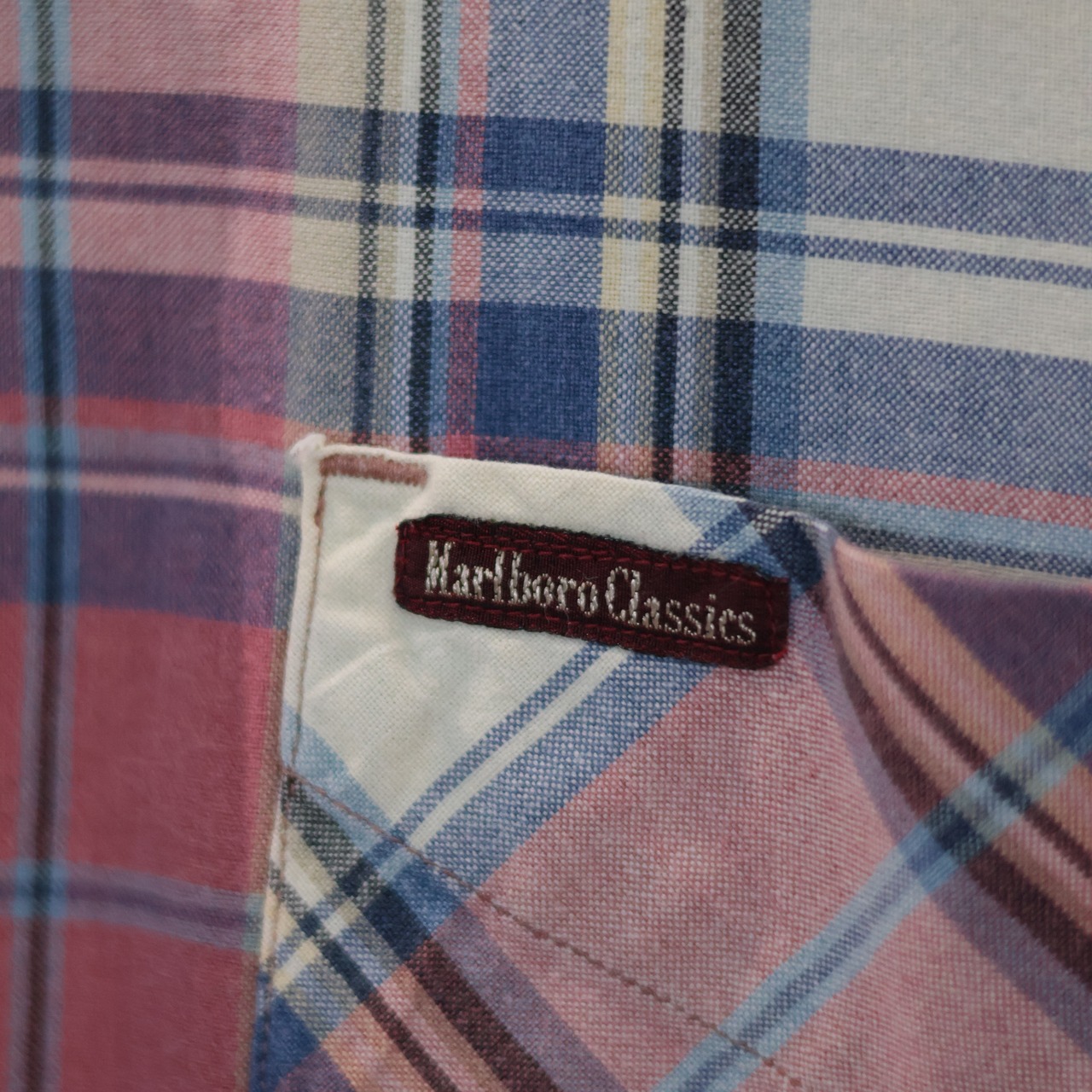 90s Marlboro チェックシャツ　マルボロ　ピンク　M