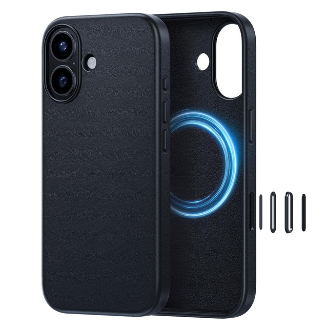NIMASO iPhone 17用ケース MagSafe対応 PUレザーケース 全面保護 耐衝撃 マグネット充電対応 傷つき防止