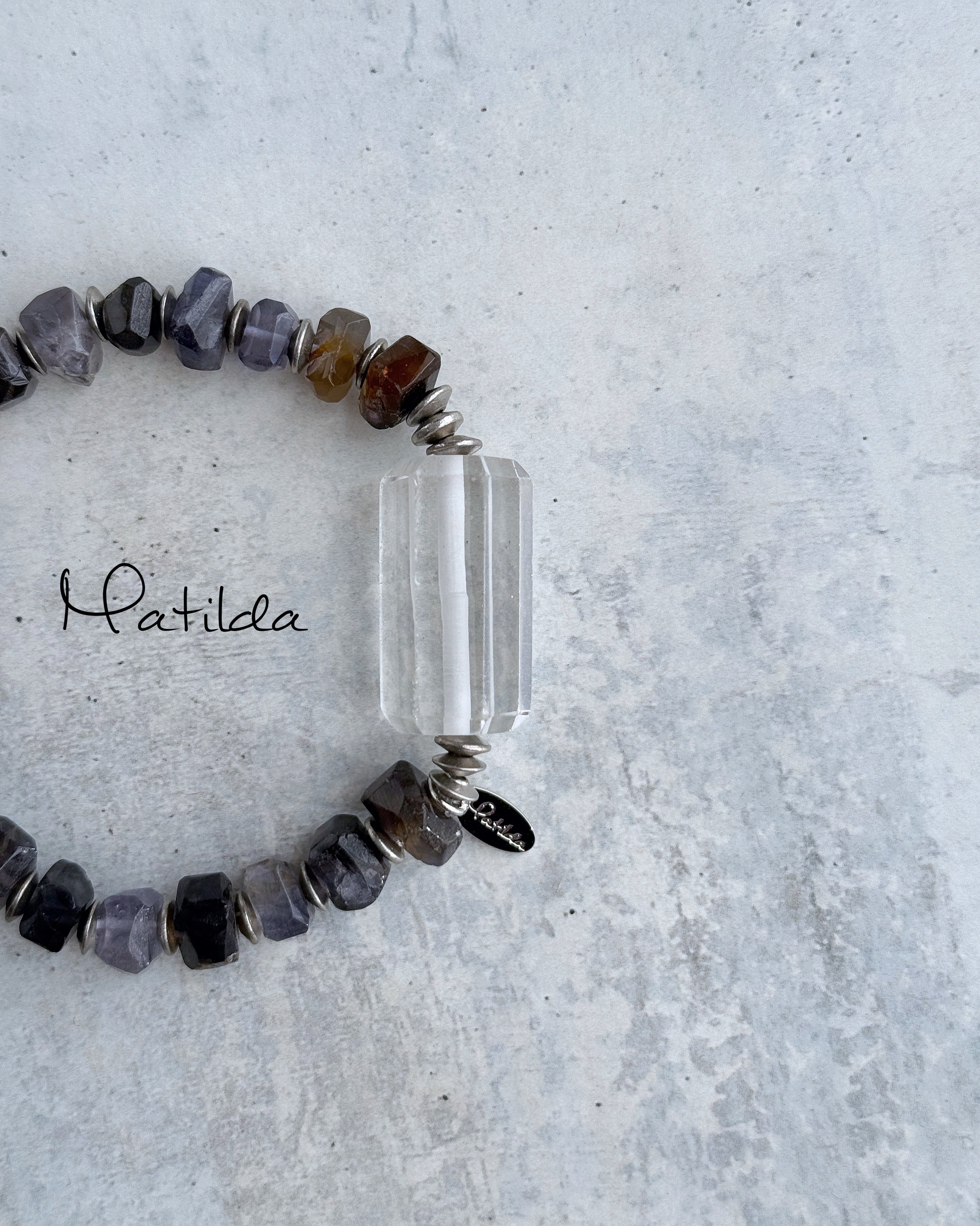 bicolor bracelet(アイオライト×クォーツ)