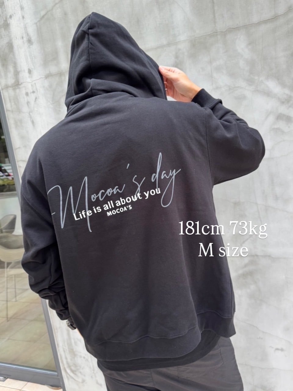 再入荷！LIFE IS ALL ABOUT YOUジップパーカー￥7,200+tax | mocoa's inc