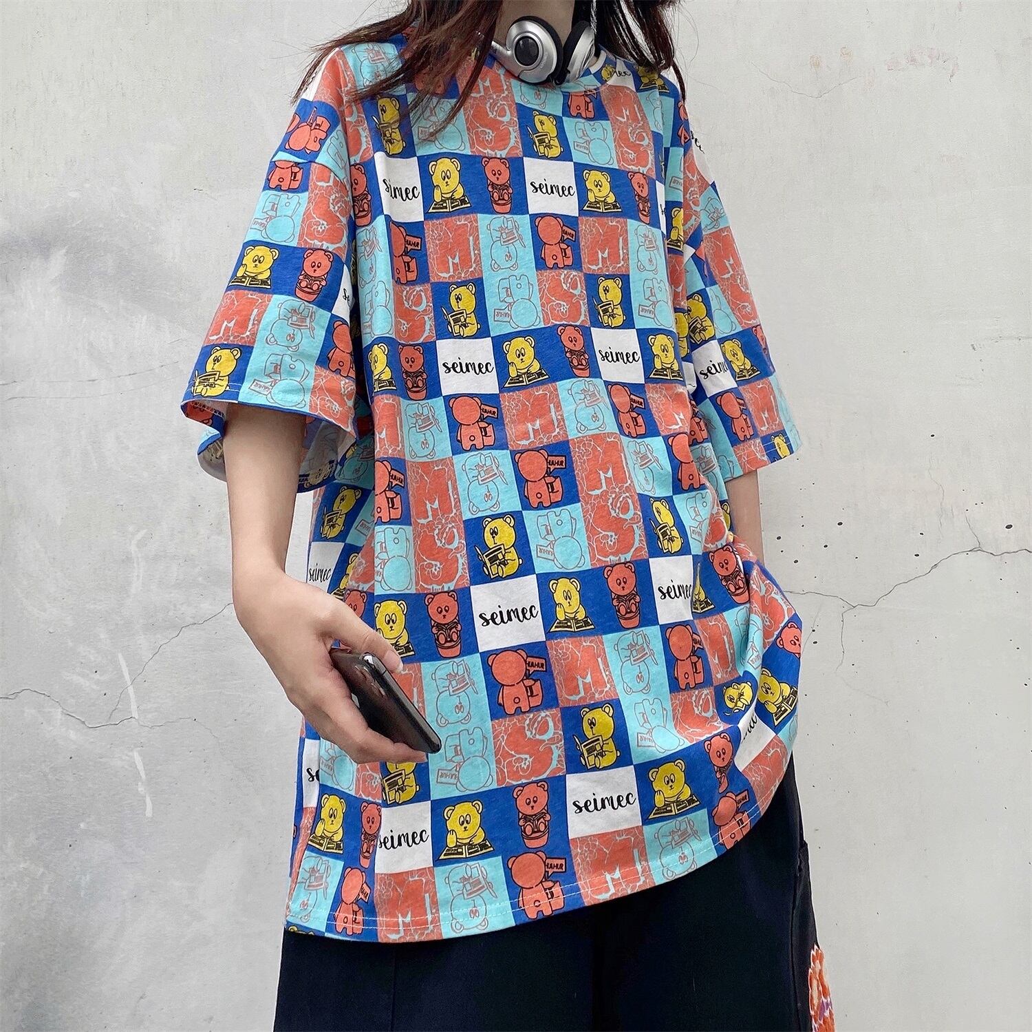 サマーカジュアルプリントスタンダードTシャツ ラウンドネック コットン レトロ 夏物 Oネック ケッペル99664407579