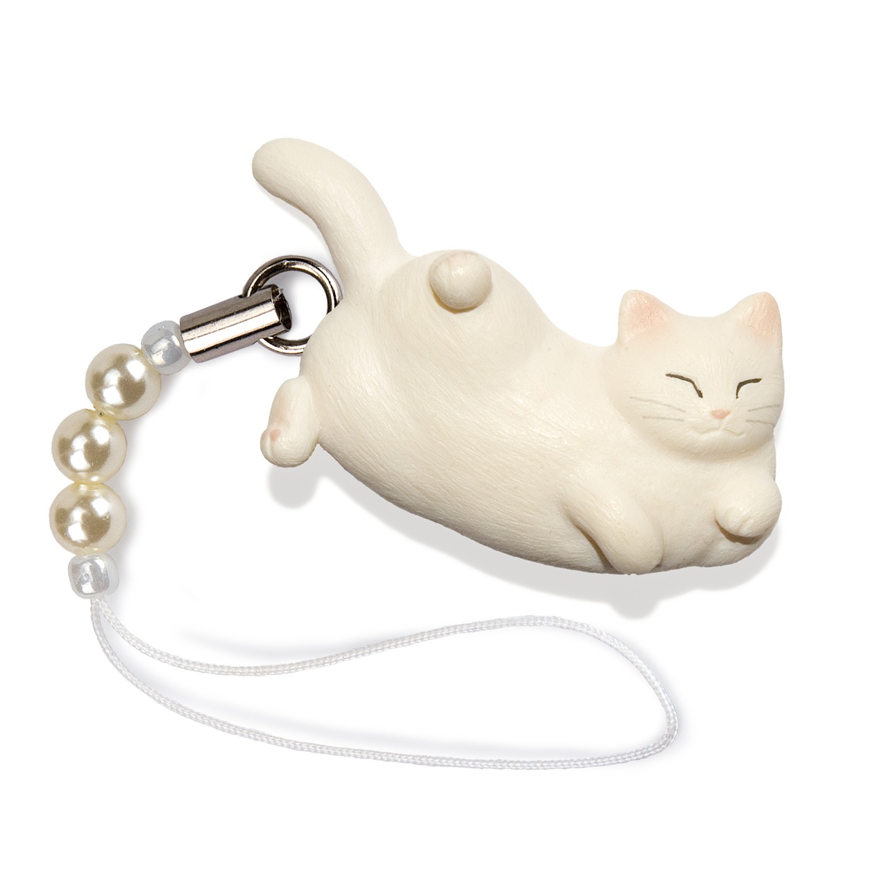 ペットラバーズ 猫どん LadyCat vol,5 白 ビーズ ストラップ N-2506