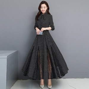 ★送料無料★L(11号)☆水玉前ボタンレース合わせのワンピース(OPN2129)