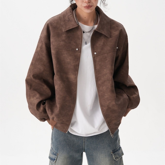 バックプレートデザインスエードライクジャケット 3col R01105