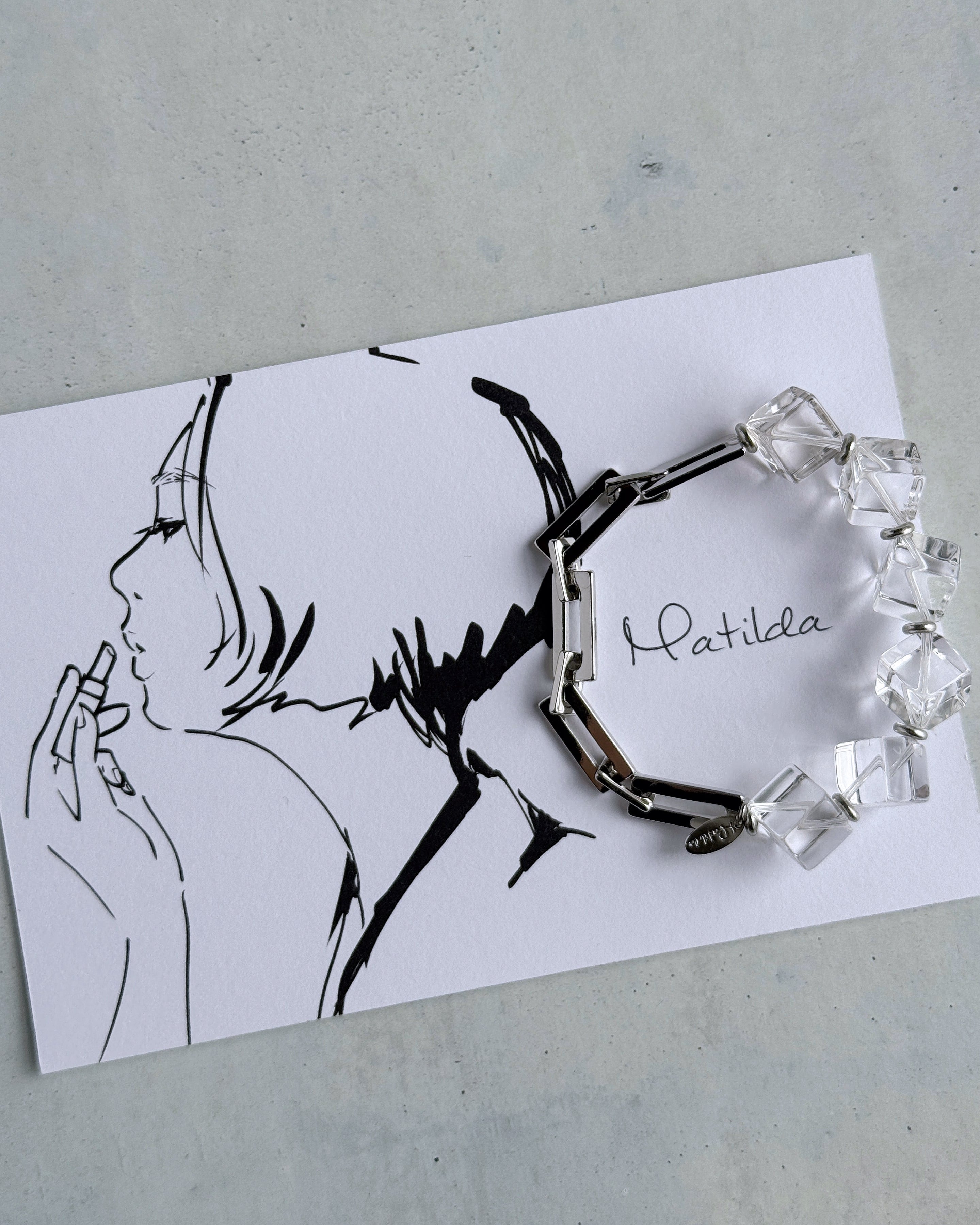 Chain & stone bracelet(キューブクォーツ)