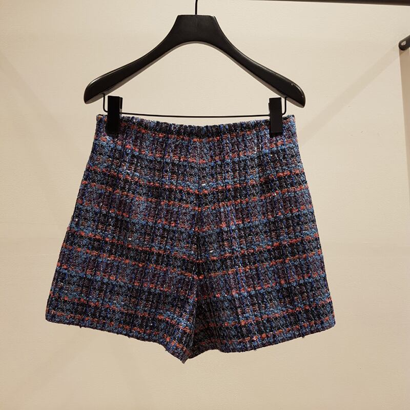 ツイード チェック柄 キュロットパンツ ショートパンツ ミニ丈