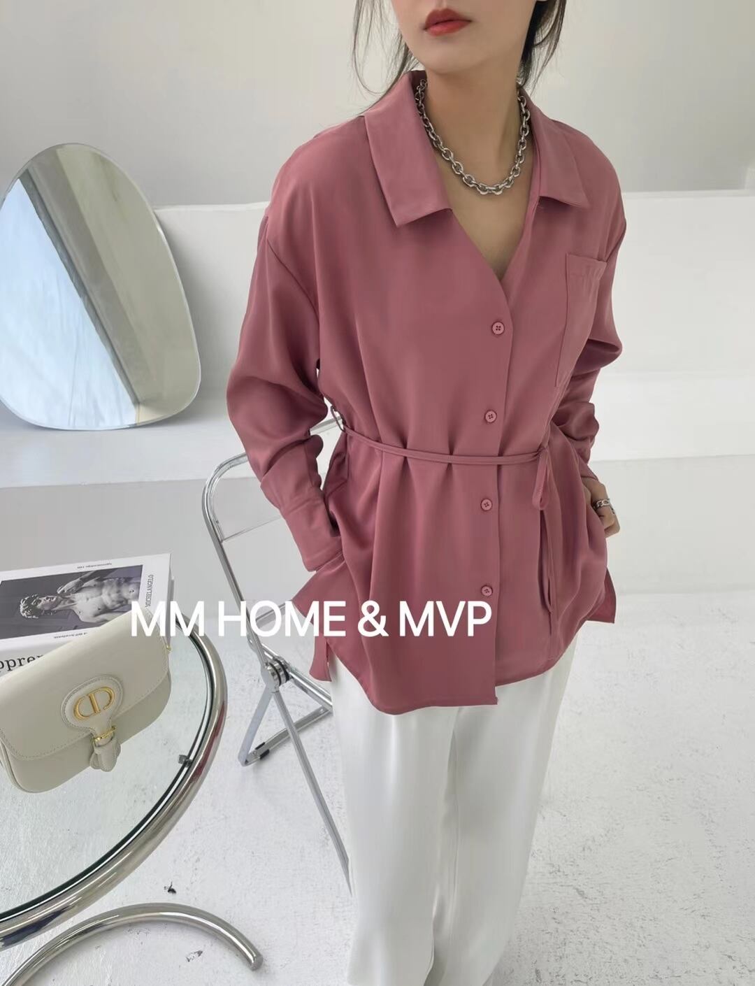 ウエストリボンつき とろみブラウス AJ42441-308