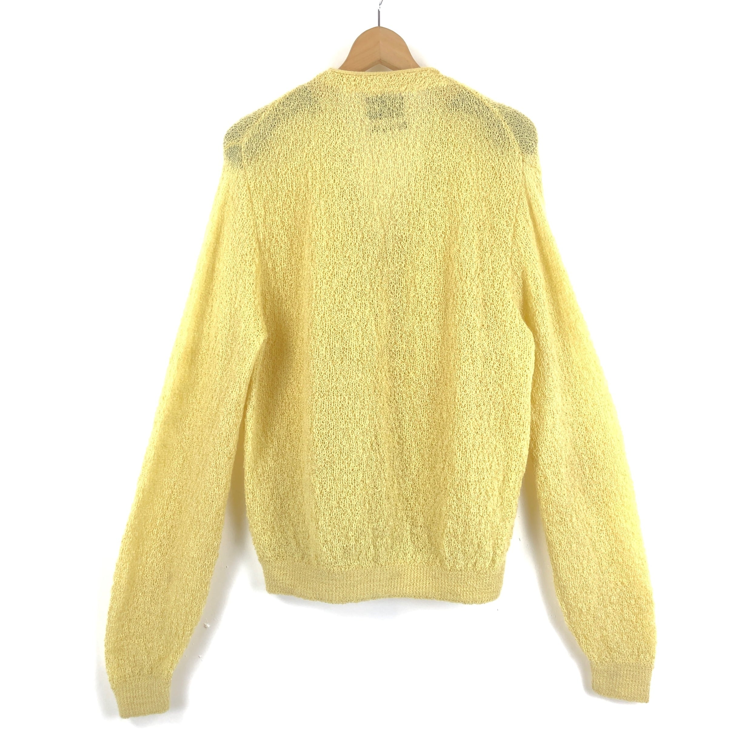 70s Jockey モヘアカーディガン モヘア混 イエロー系 メンズ L 相当  