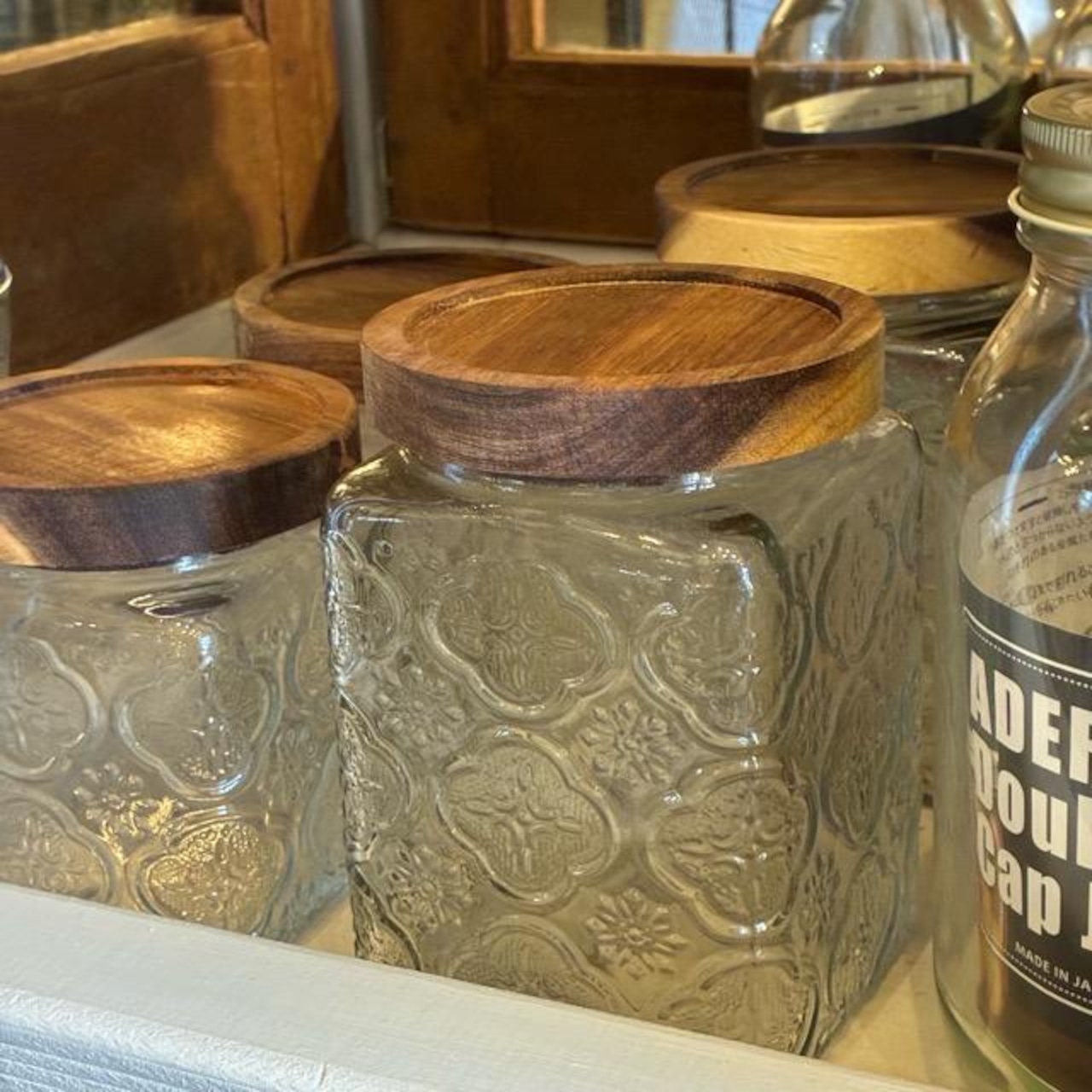 Retro glass canister L　レトロガラスキャニスター　L　保存容器　吹きガラス　調味