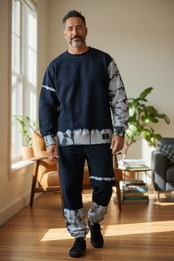 【裏起毛 / セットアップ可】 藍染めタイダイスウェットパンツ 引き潮