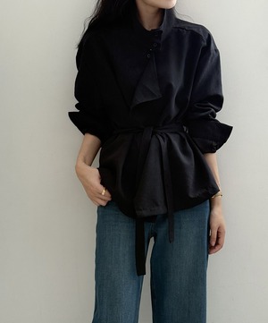 アシンメトリードレープシャツジャケット A0637