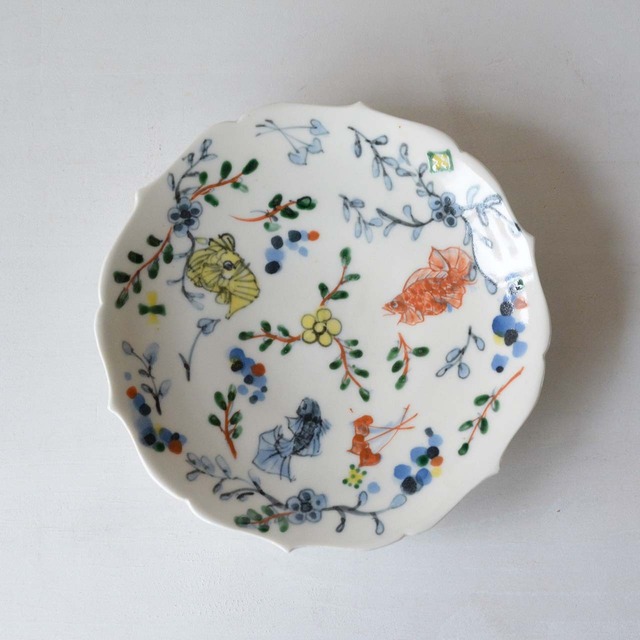 宮田竜司 呉須赤江 稜花皿 6寸（26-013）