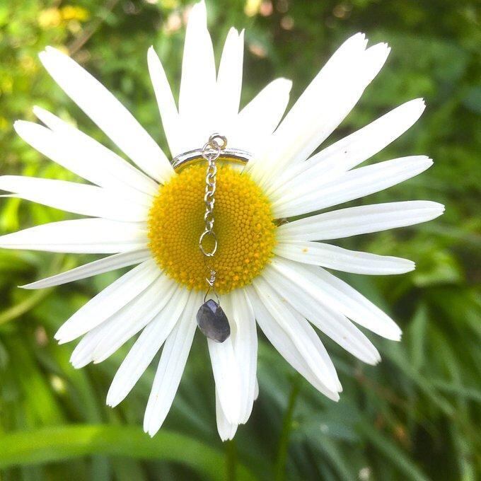 【一点物】✦⋆.すみれの花咲く頃⋆.アイオライトティアドロップシェイプイヤーカフ⋆.·サージカルステンレス⋆.·✦