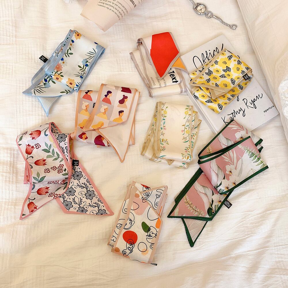 スカーフ ヘアバンド レッドFlowerデザイン リング アクセサリー ヘアアクセサリー シルク 指輪 フラワーデザイン ブラック・アイド・ピーズ42633719866