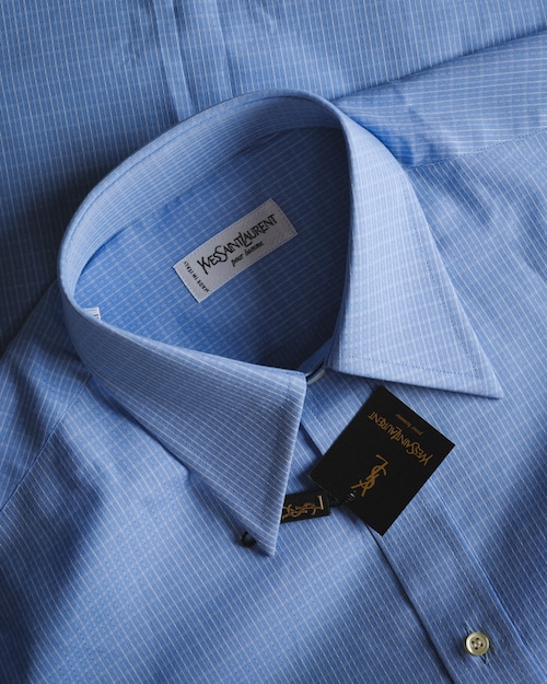 [1990s] "Yves Saint Laurent pour homme" Textured Cotton Poplin Shirt (Made in Italy / Deadstock)