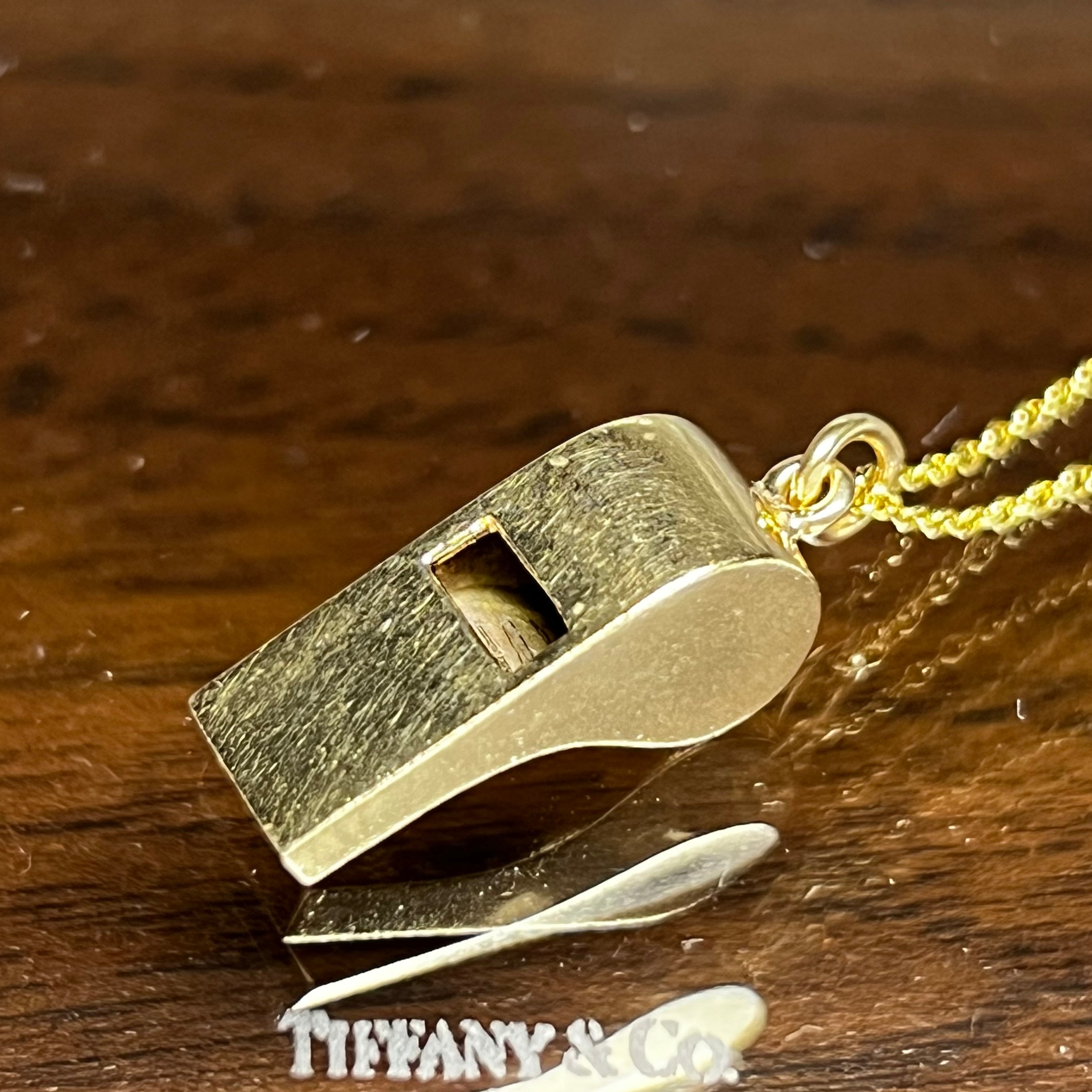 VINTAGE TIFFANY & CO. 14K Gold Whistle Charm Necklace ...