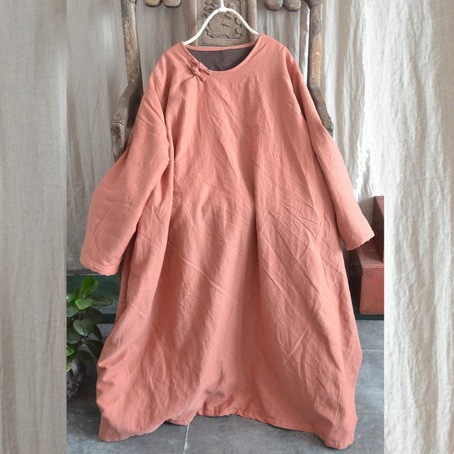 オータムウィンタースタイルバックルドレス ロングコート コットン 秋物 冬物 Yiranxuaディースワード17886862863