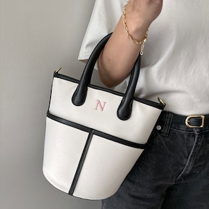 Buddy. canvas bag tall【WHT×BLK】
