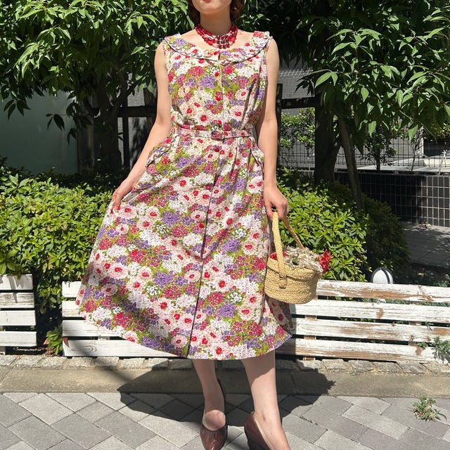50's flower dress with belt