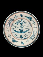 青手見込舟文6寸皿