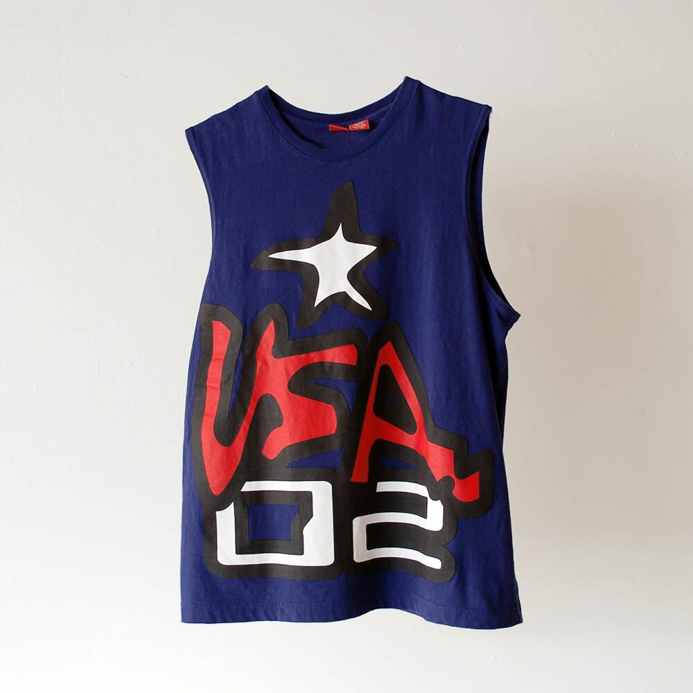 Stephen Sprouse, Tops, Stephen Sprouse Target Graffiti Square Neck Tank  Top Small Red White Blue Euc