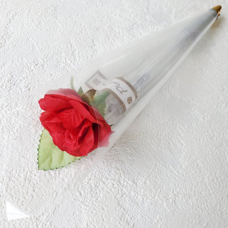 レッドローズ ボールペン の プチギフト 1本 フラワー 花 ホワイトデー 赤薔薇 記念品 幸せデリバリー（ギフト・結婚式アイテム・手芸用品の通販）