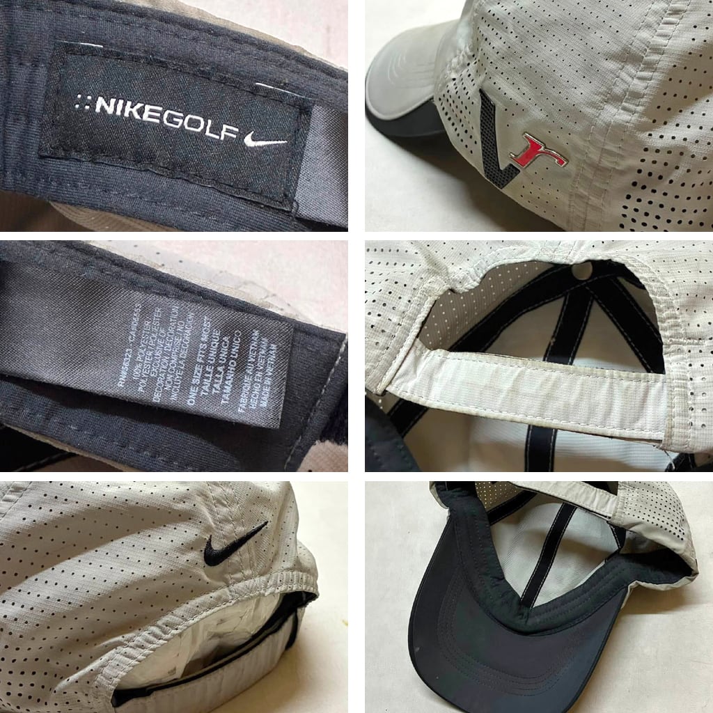 90s ナイキ キャップ レザー ゴルフ 古着 1点物◇ナイキゴルフNIKE GOLFベージュ帽子ベースボールキャップ古着
