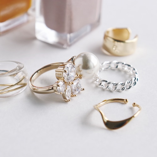 SET RINGS || 【通常商品】 EARLY SPRING CLEAR RING SET A || 5 RINGS || MIX || FBA068