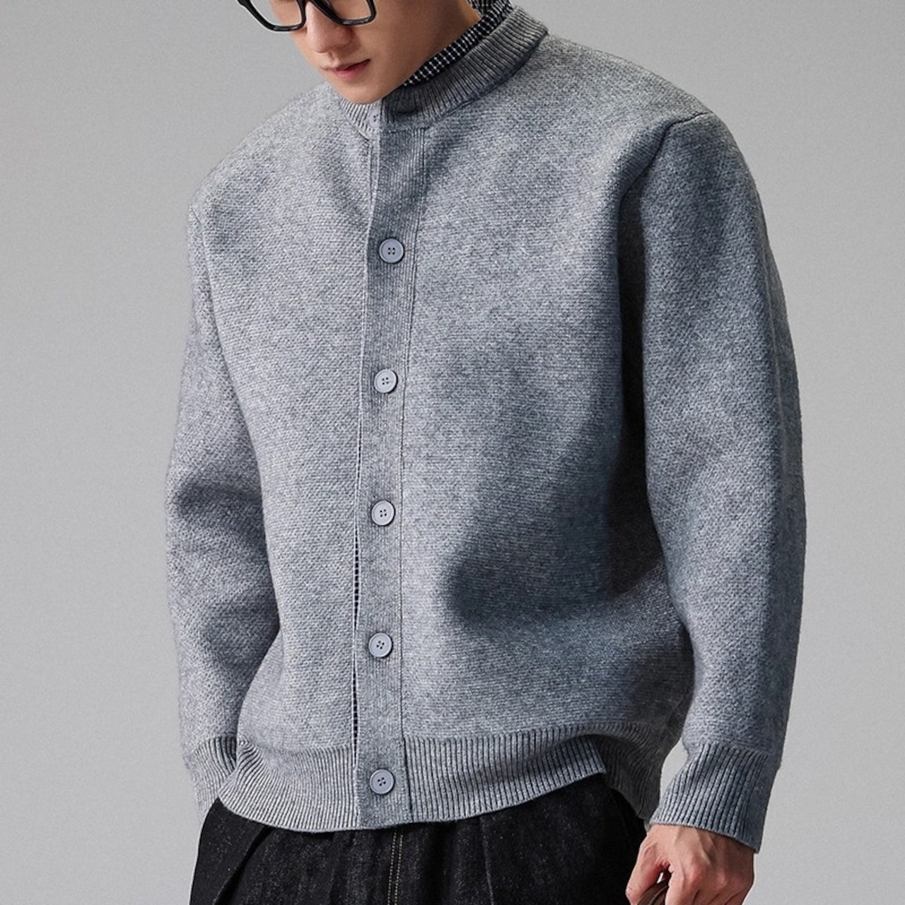 Button Front Hip-Length Knit Cardigan ◇H0967