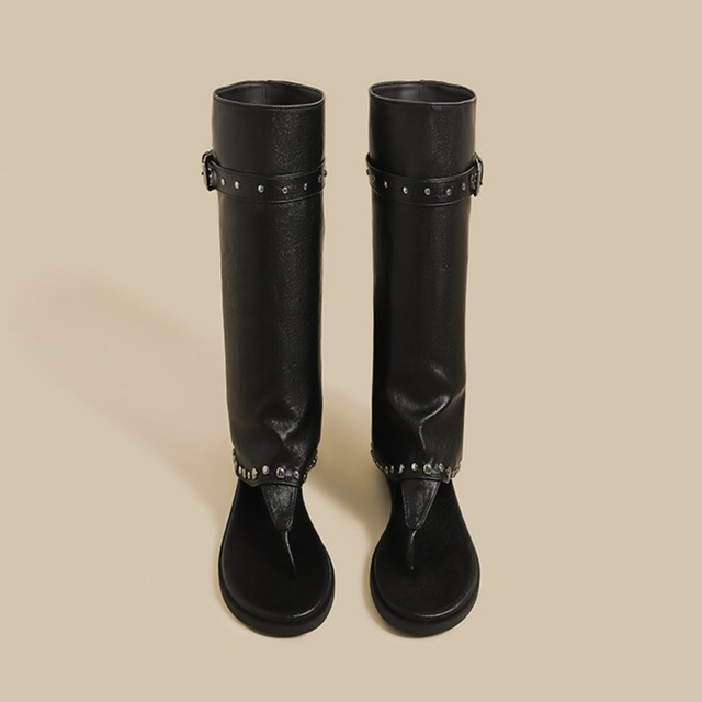 studded buckle sandal boots m0496