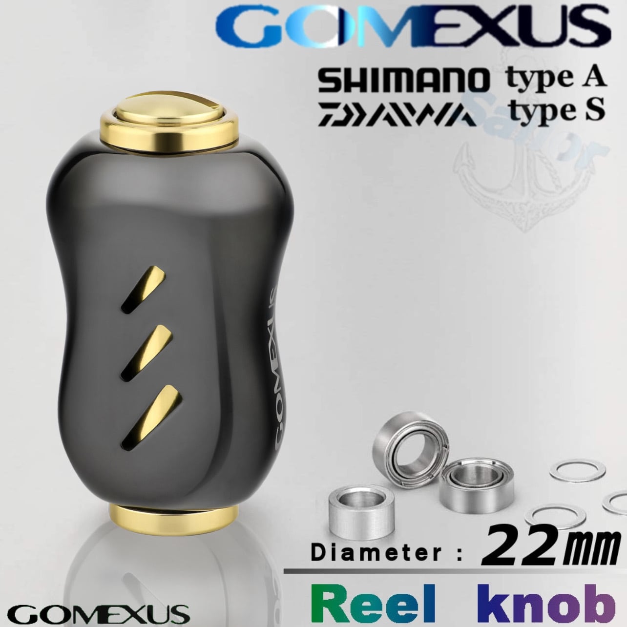 gomexus GALAXYノブ 22mm チタン製 ゴールド - リール