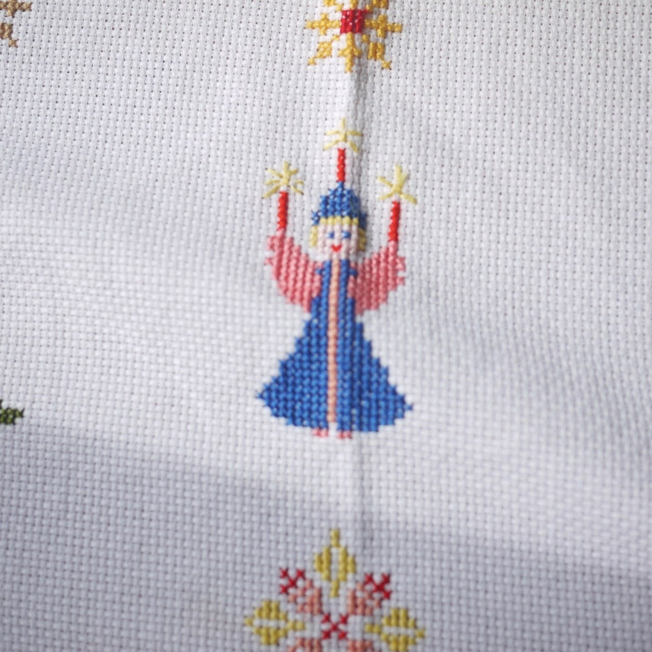 クリスマス刺繍クロス 天使とキャンドル ドイツ | こりすのパン屋Base