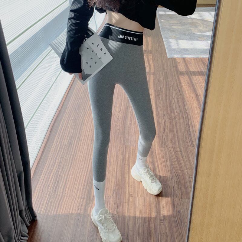 レギンス ベルベットグレーオータムウィンターハイウェストウェストパンツ 秋物 冬物 ブラックストロベリース41127671027