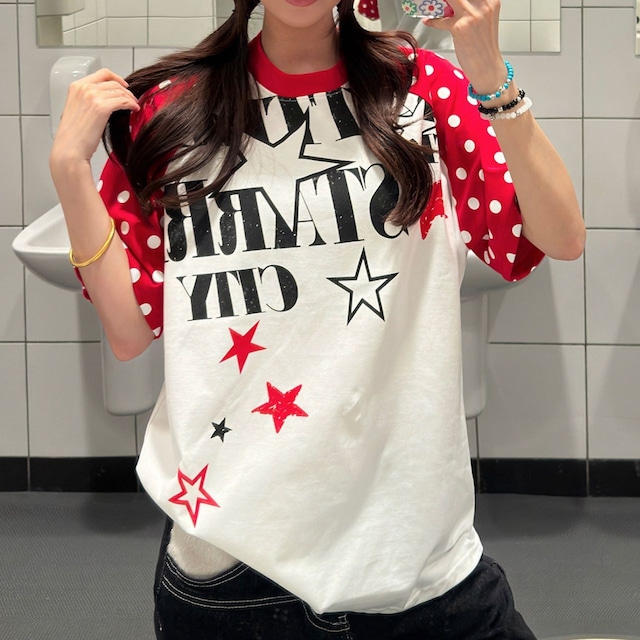 スタークレイジーパターンラグランTシャツ 5col R02300