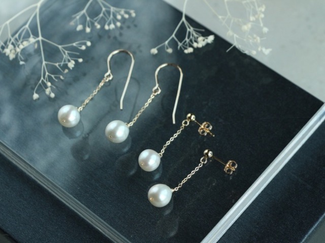 14kgf-whip pearl pierced earrings /can be chang to A.N original clip-on