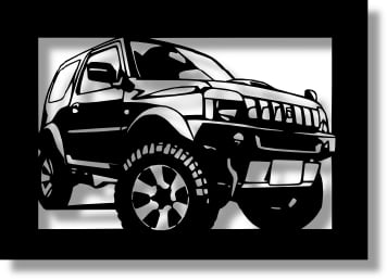 ジニーキム　版画 スズキ(SUZUKI) ジムニー JB23の切り絵 【A4サイズ】[C4-073] | 切り紙屋