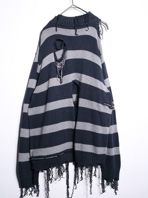 REMAKE / clash bolo × zip  border half zip knit