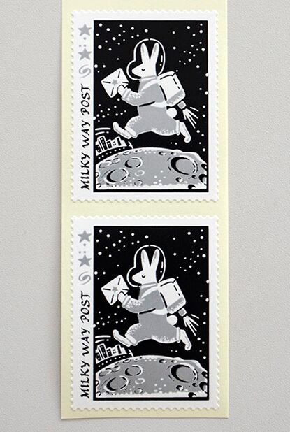 九ポ堂 天の川郵便切手風シール 月の配達屋 Museumshop T