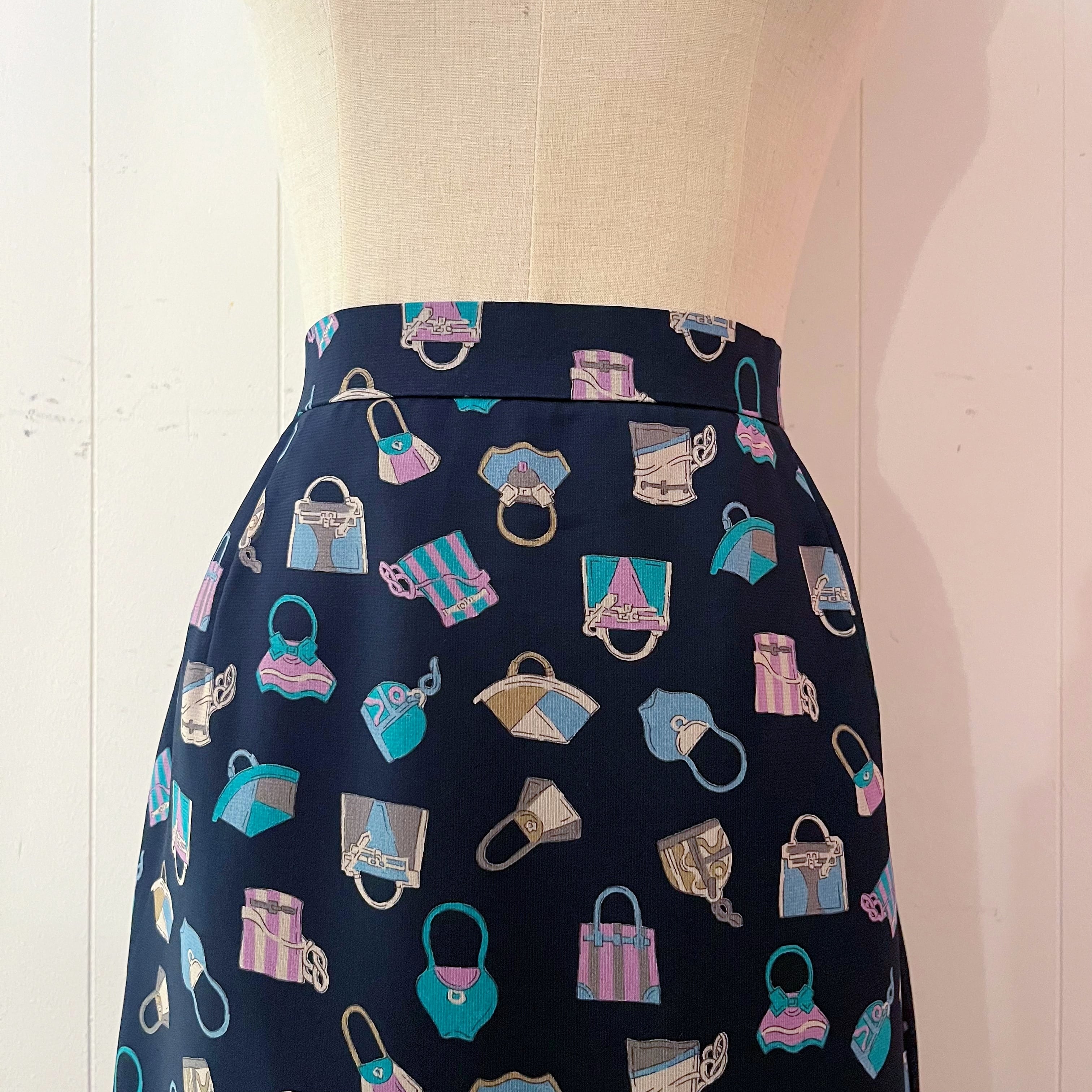 navy retro hand bag sheer skirt