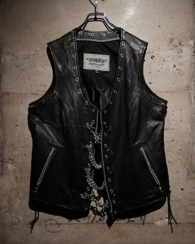 【Caka】Chain Custom  Vintage Loose Leather Vest