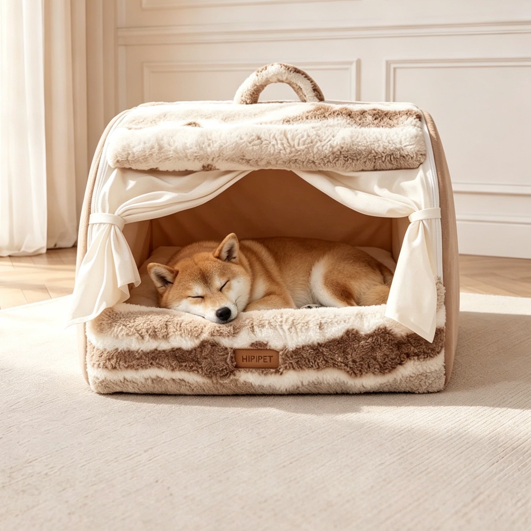 414.HANA 秋冬用 ペットハウス 犬用ベッド｜半密閉ドーム型・あったか