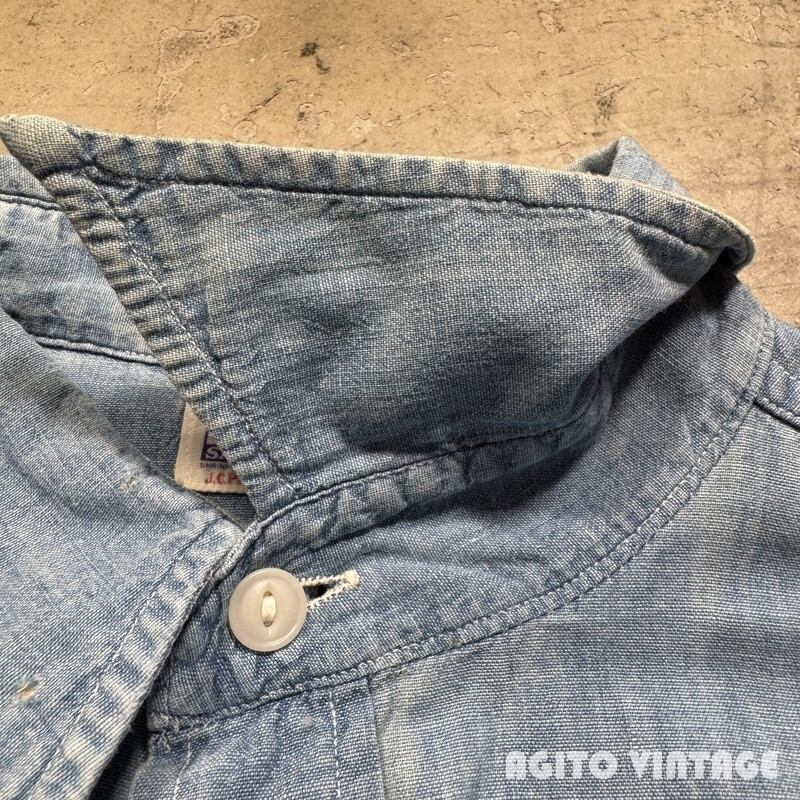 希少☆美品50's J.C.PENNEY『OX HIDE』シャンブレーシャツ 50's OX HIDE オックスハイド シャンブレーワークシャツ 台襟 マチ無し