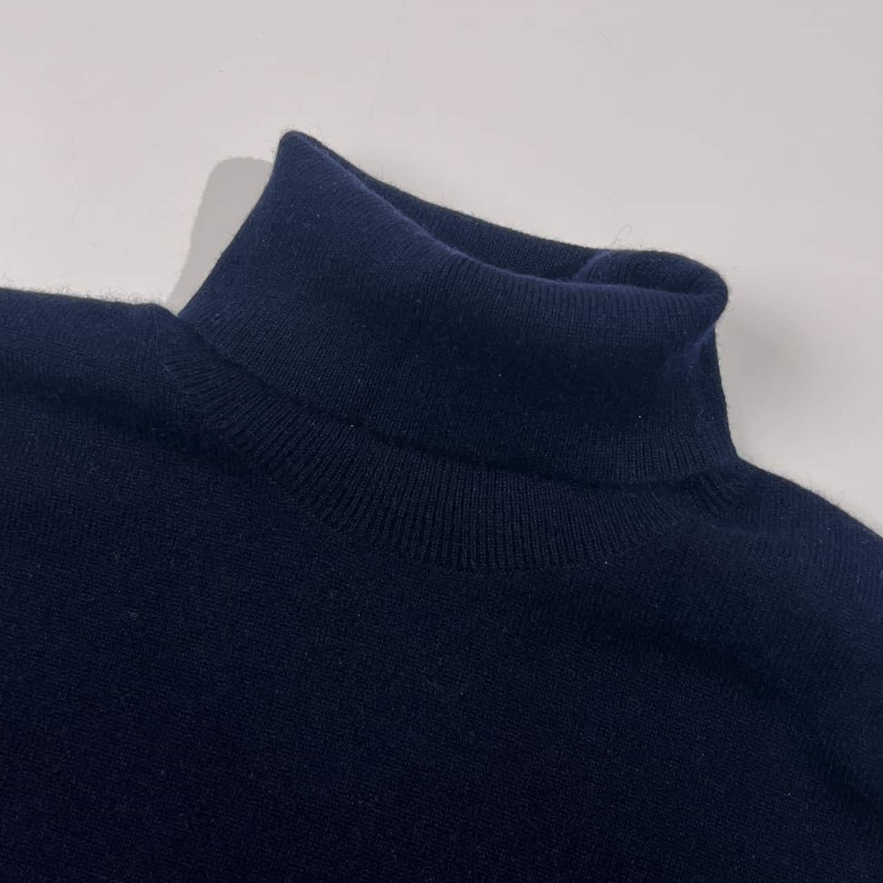 カシミヤ100% LeCENT レセント タートルネック ニット セーター L/ネイビー メンズ