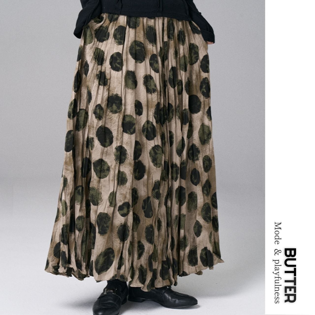 Dot Maxi Gathered Skirt 00947