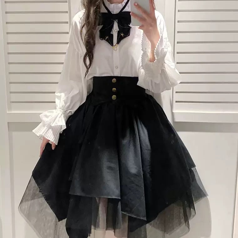 お取り寄せ】ロリィタ クラロリ ビッグスリーブ 十字架リボン ブラウス