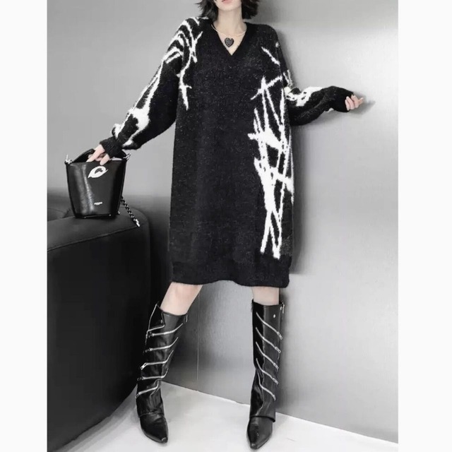 Thorn art knit dress C0731