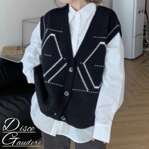 【韓国通販 dgo】v-neck black knit vest（B1184）