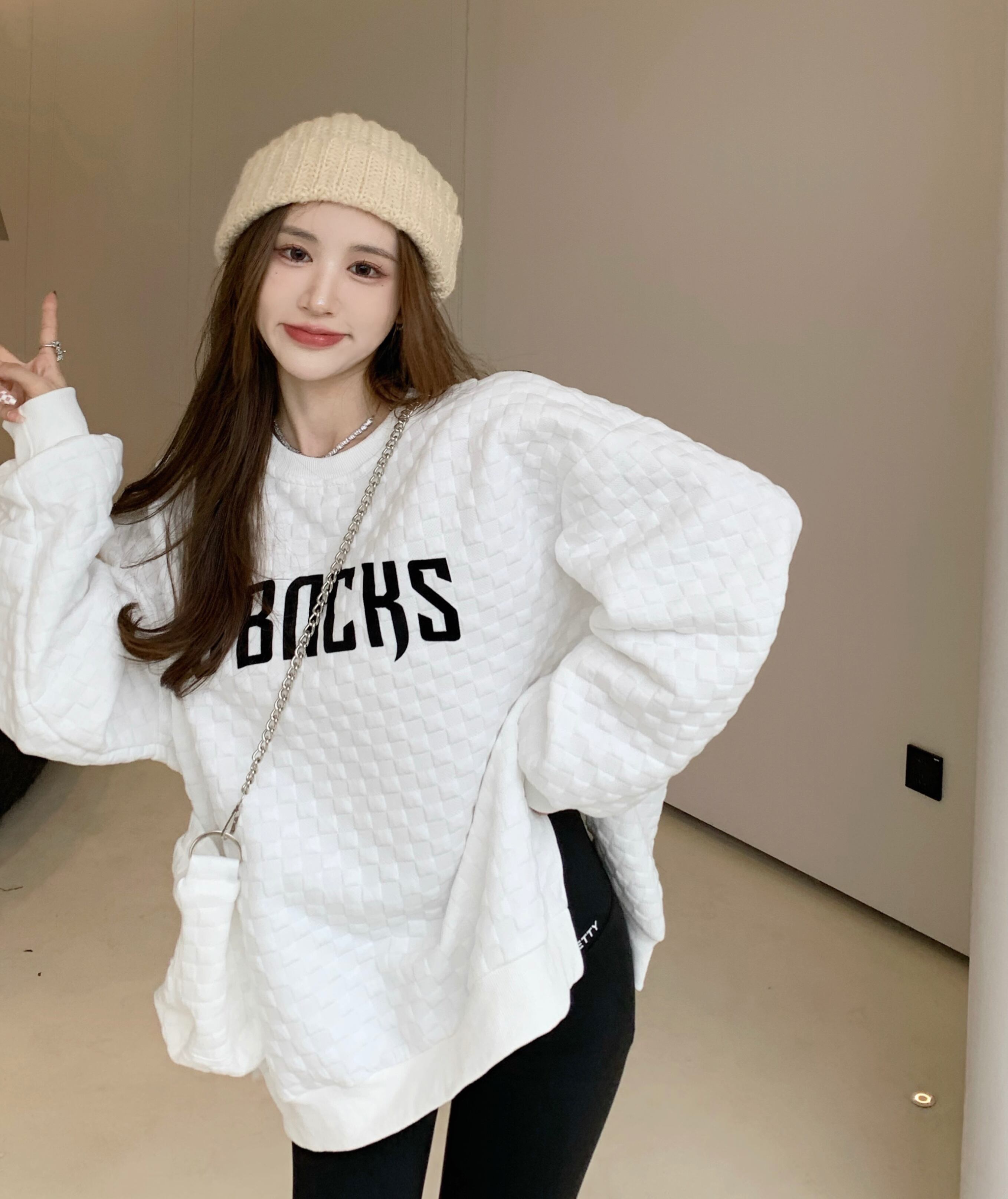 セーター ホワイトルーズスタイルスタンダードジャケット オータムウィンター レトロ 秋物 冬物 ブラックストロベリース64198986249