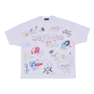 【WE11DONE】WHITE DOODLE SHORT-SLEEVED T-SHIRT